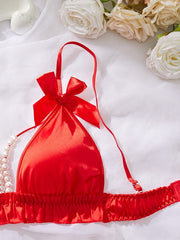Luxury Satin Nightwear - Two-Piece with Pearl Accents