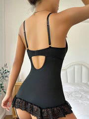 Lace Nightdress Set - Sexy Mini Dress with Garter & Stockings